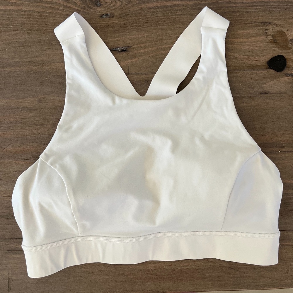 LULULEMON White High Neck Halter Training Sports Bra